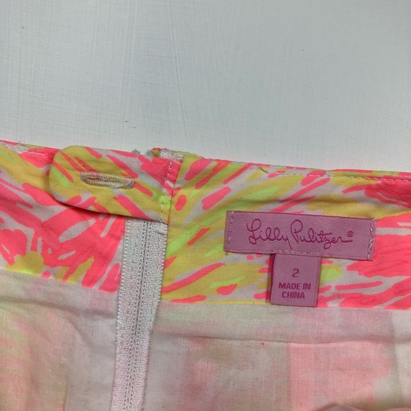Lilly Pulitzer yellow pink floral print skirt 2 - Picture 4 of 7